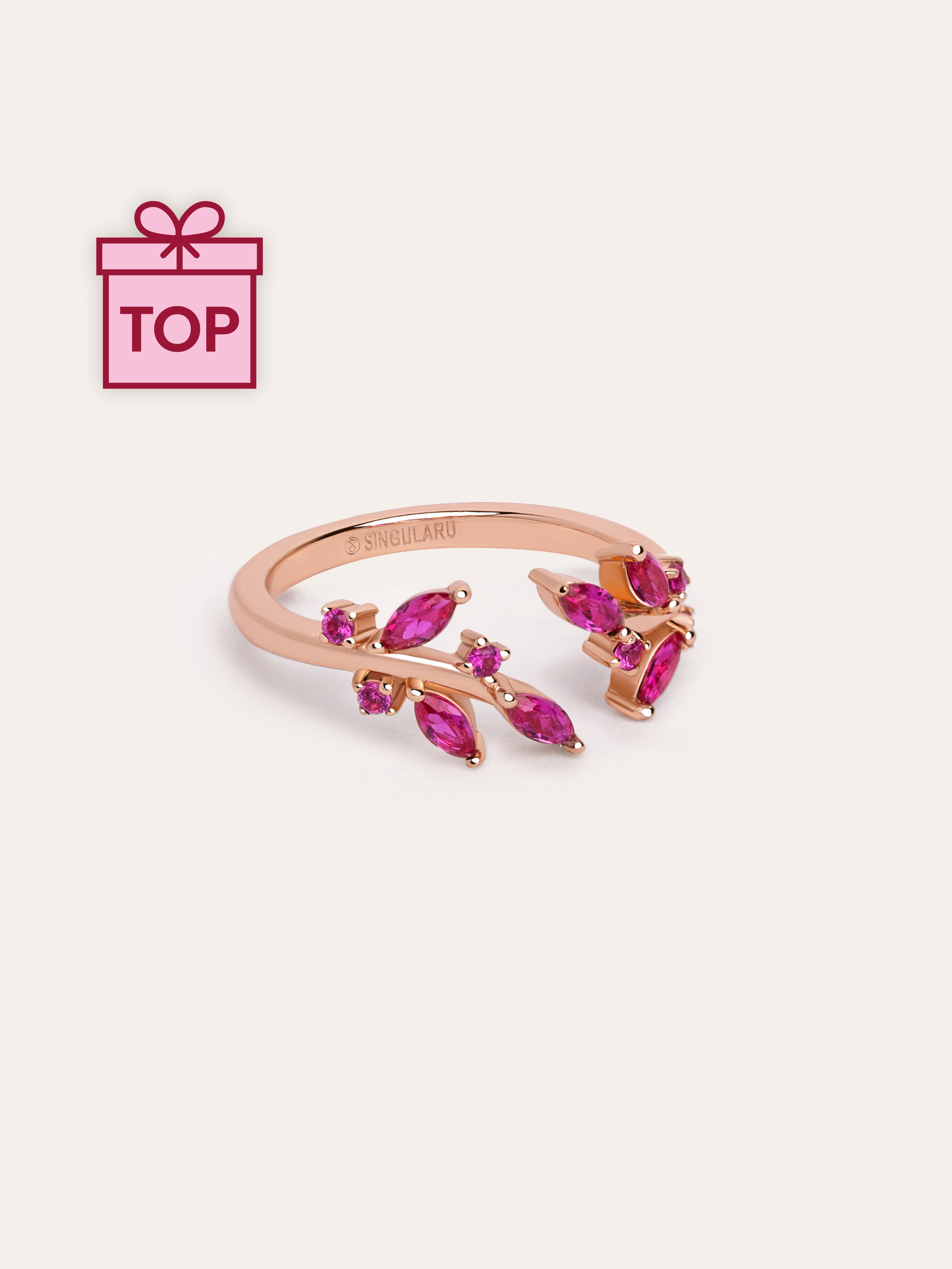 Raspberry Bougainvillea Ring Rose Gold 