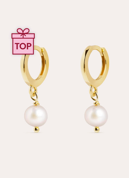Pearl Gold Hoop Earrings