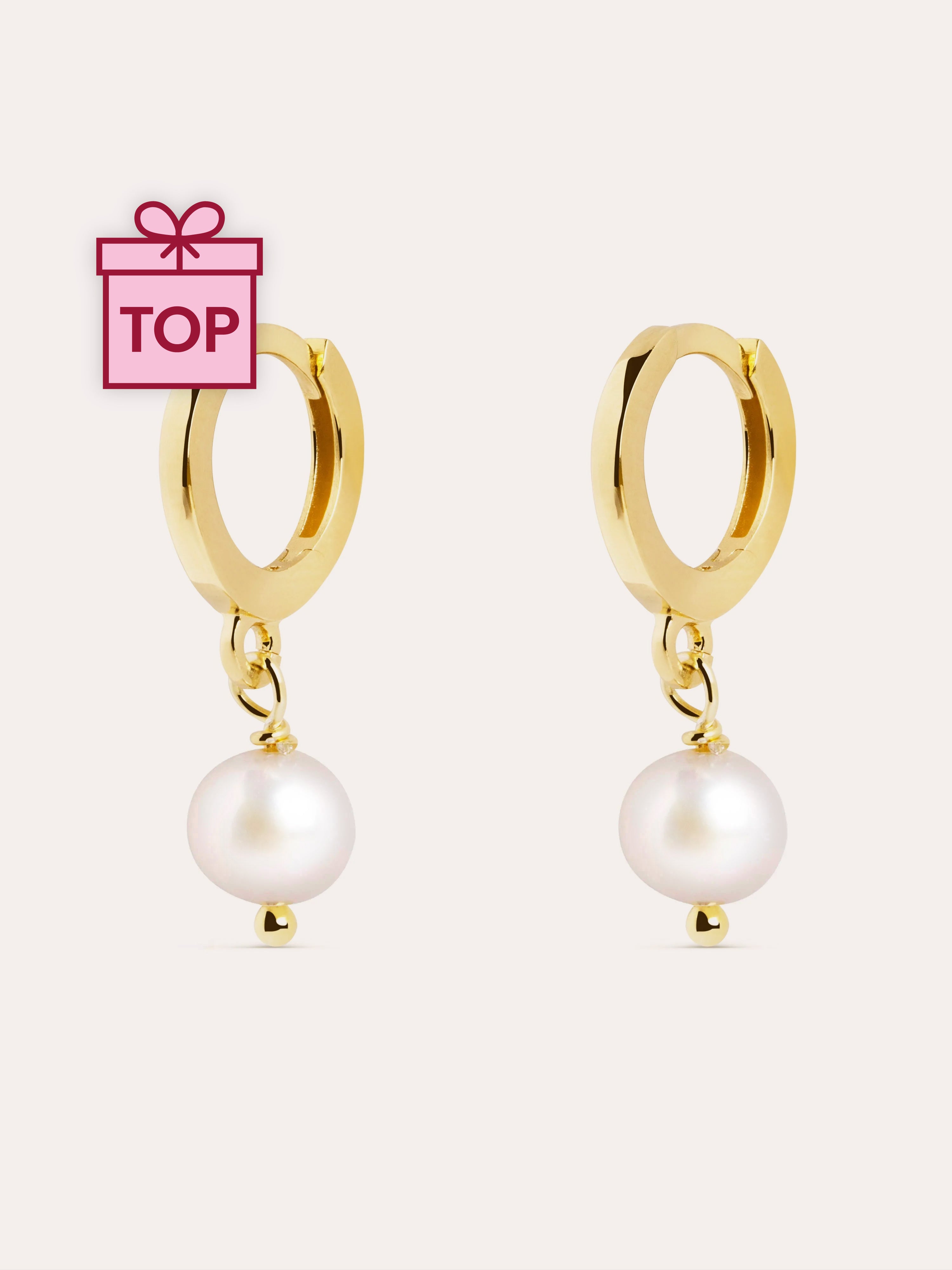 Pearl Gold Hoop Earrings