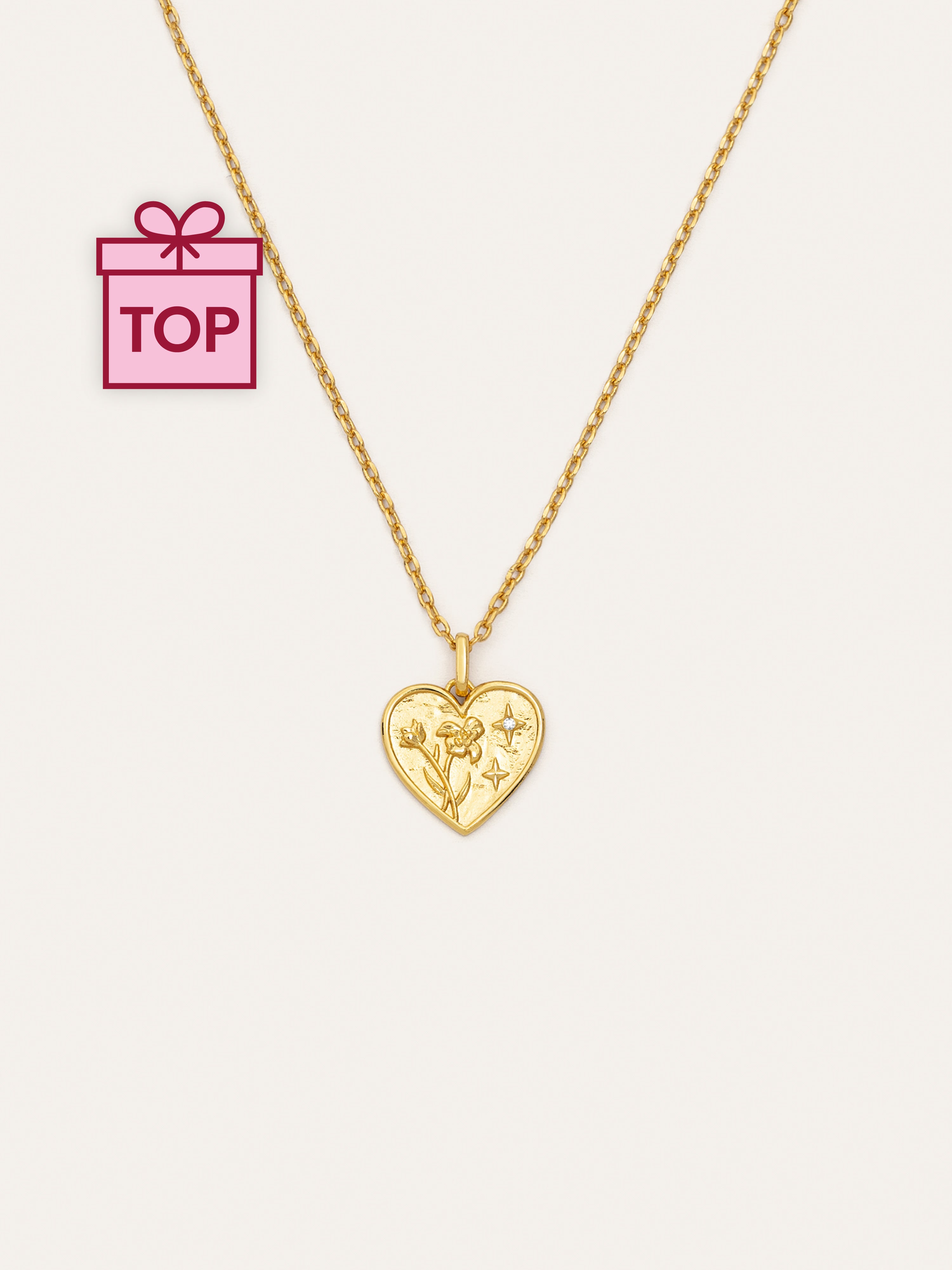 Flower Heart Gold Necklace