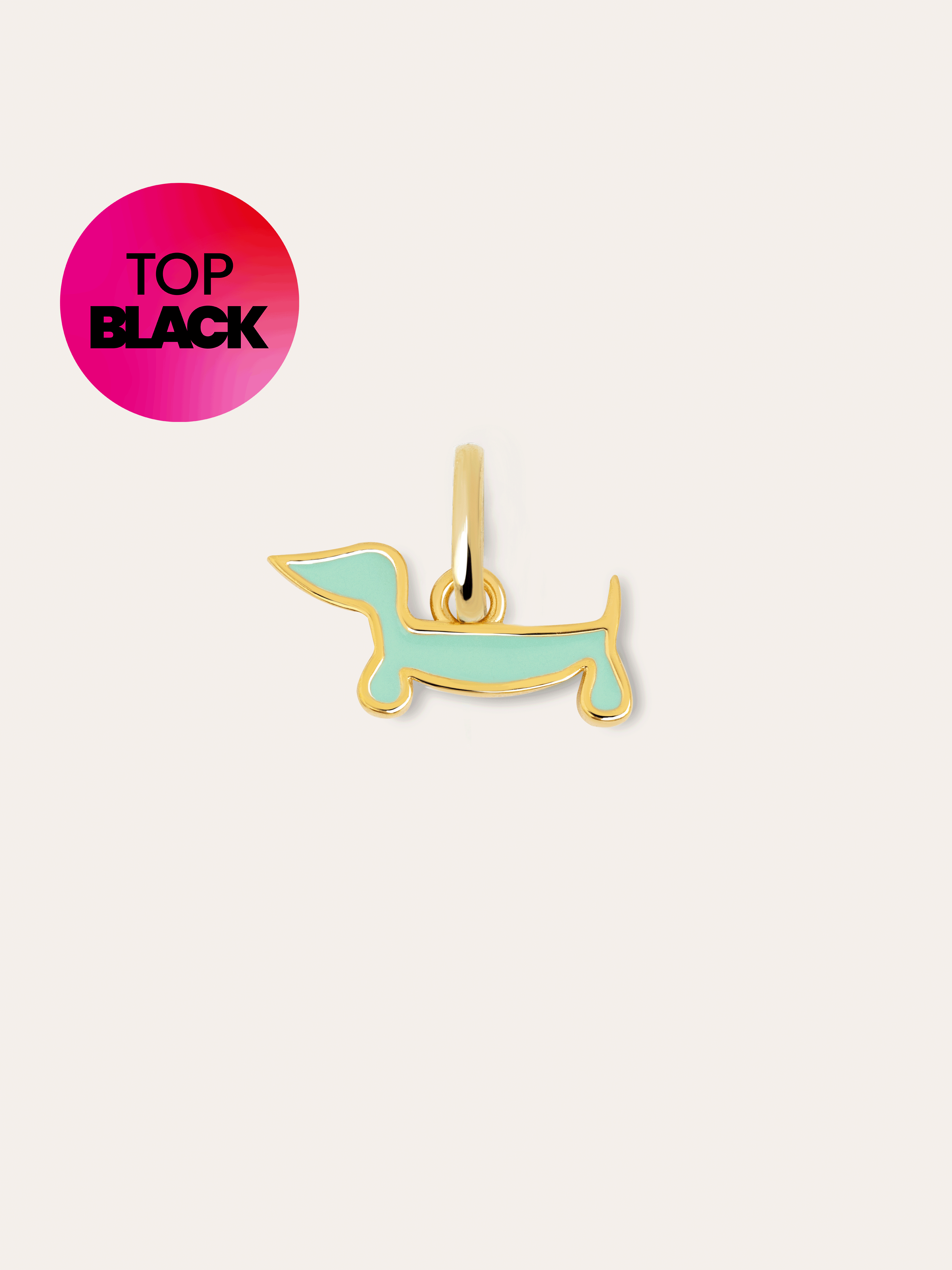 Mini Teckel Dog Enamel Sky Gold Charm