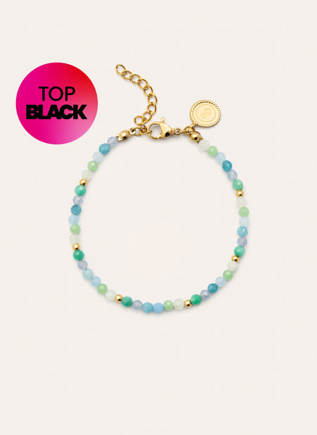 Crystal Blue Stainless Steel Gold Bracelet