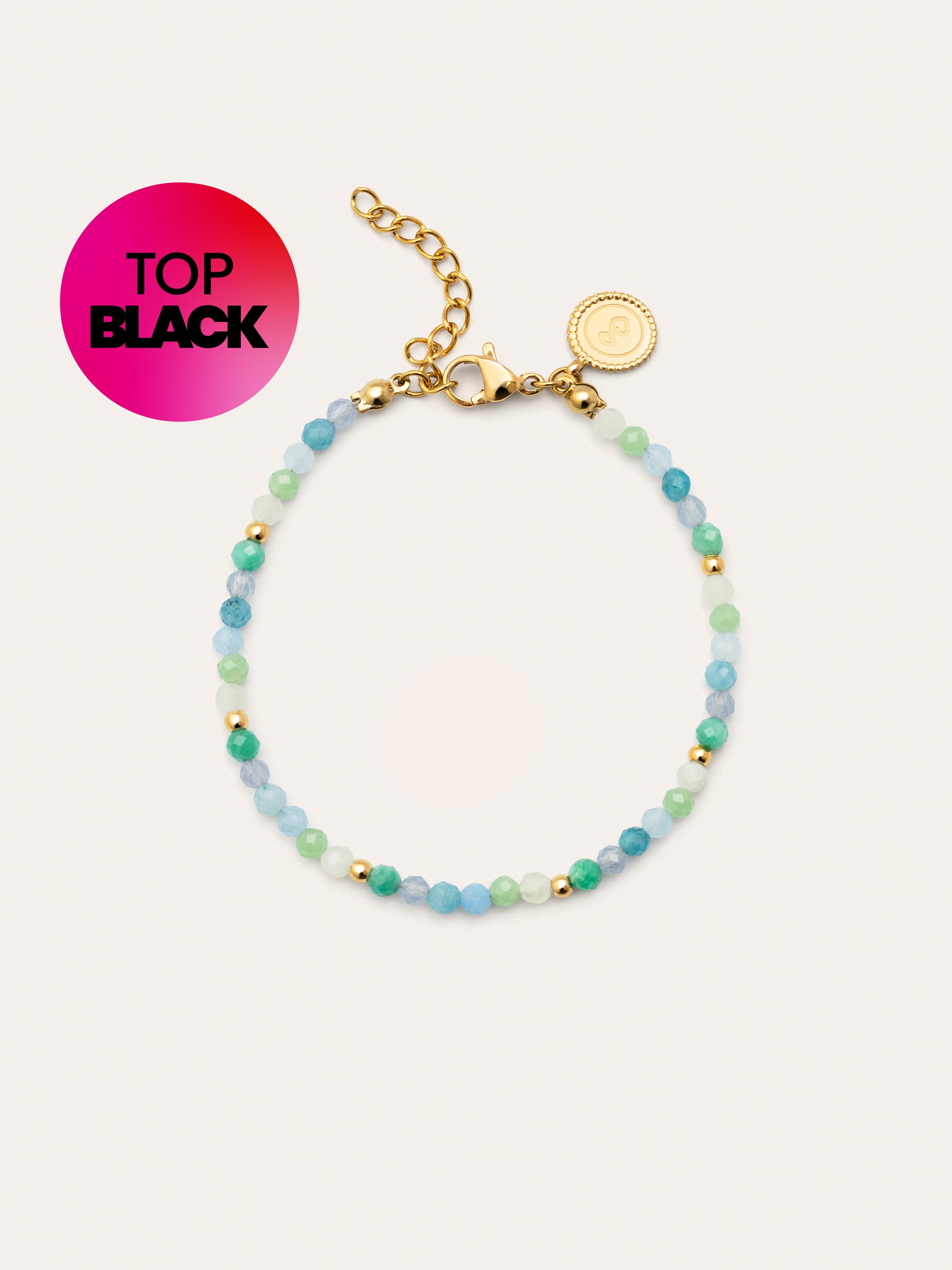 Crystal Blue Stainless Steel Gold Bracelet