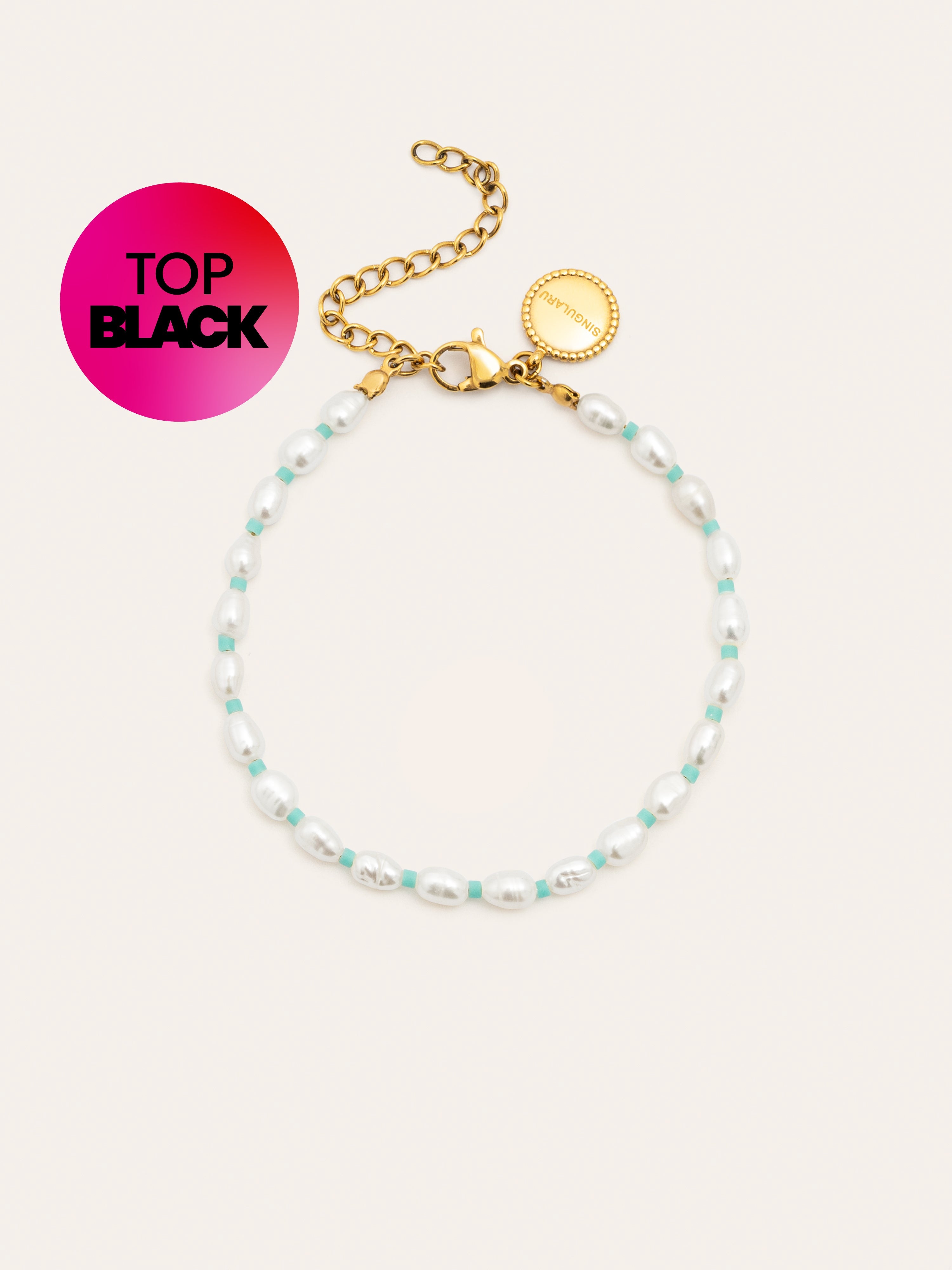 Pompeya Turquoise Stainless Steel Gold Bracelet