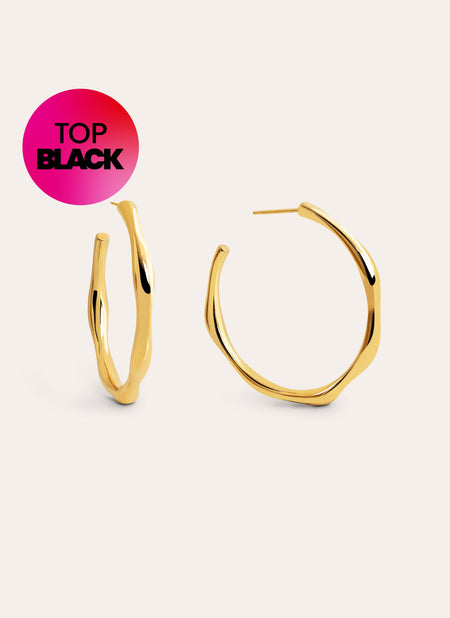  Bamboo Gold Hoop Earrings