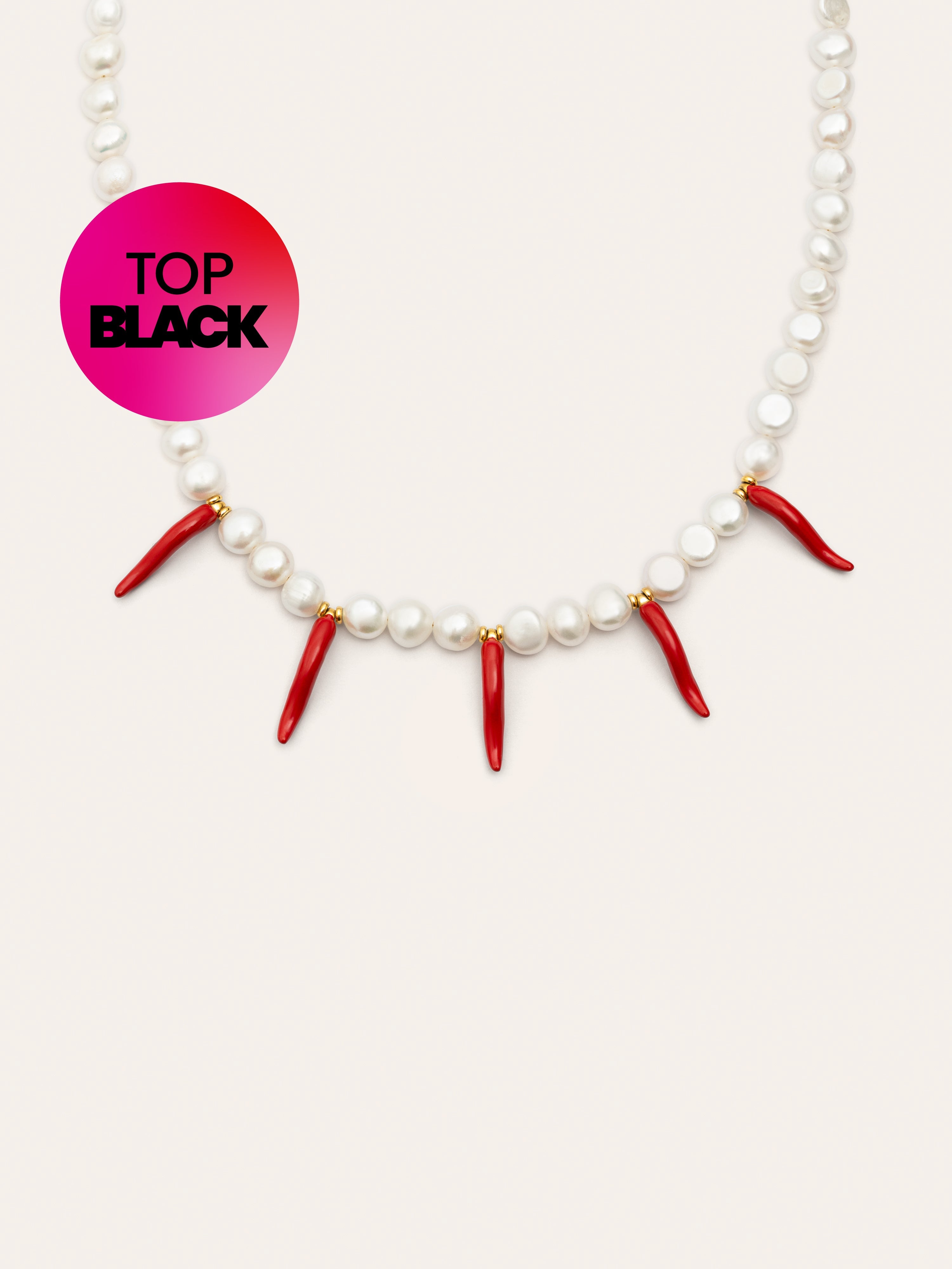 Chilli Pearl Stainless Steel Gold Necklace