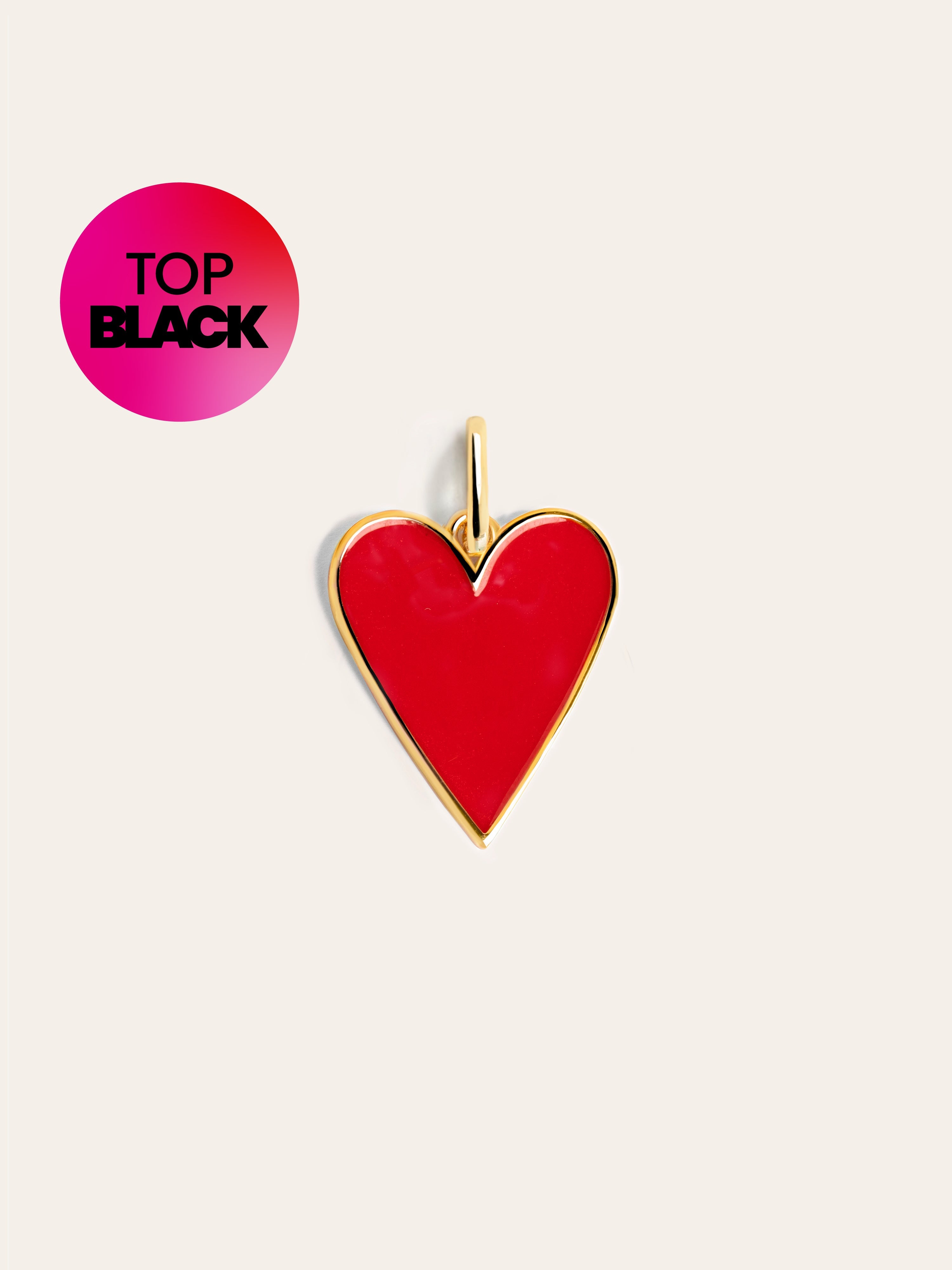 Lovely Red Heart Enamel Gold Charm