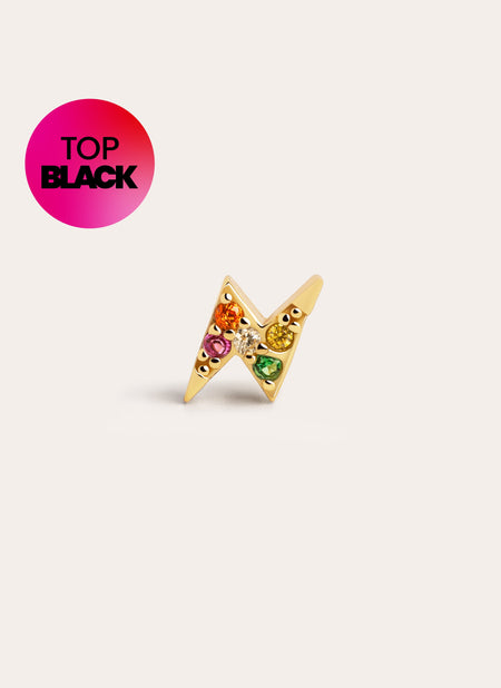 Lightning Bolt Colors Gold Single Earring