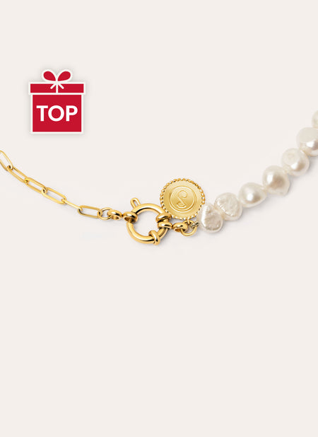 Chic Pearl Stainless Steel Gold Necklace