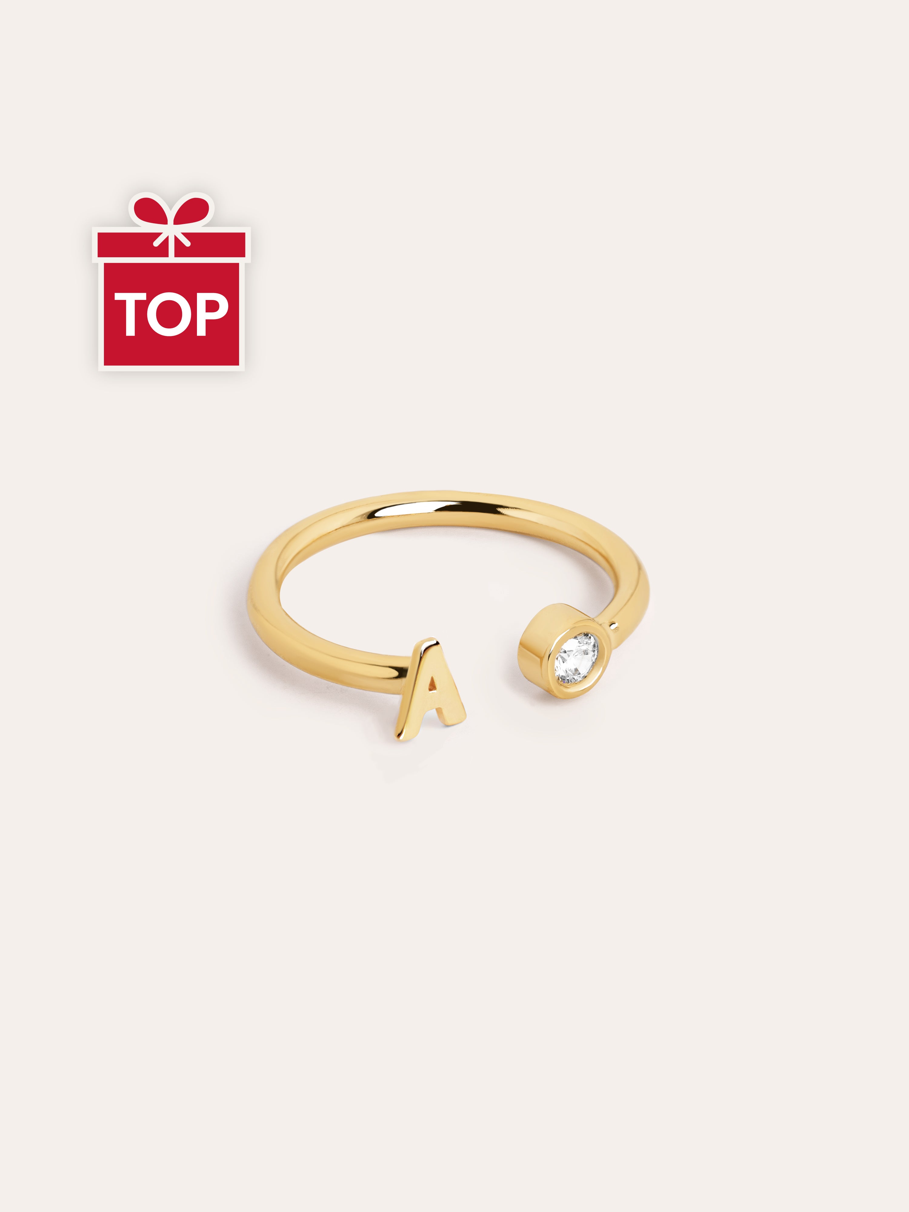 Letter Diamond Personalized Gold Ring