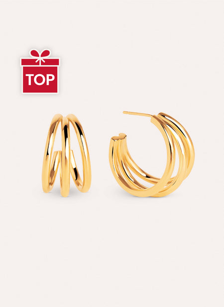 Triple Gold Hoop Earrings