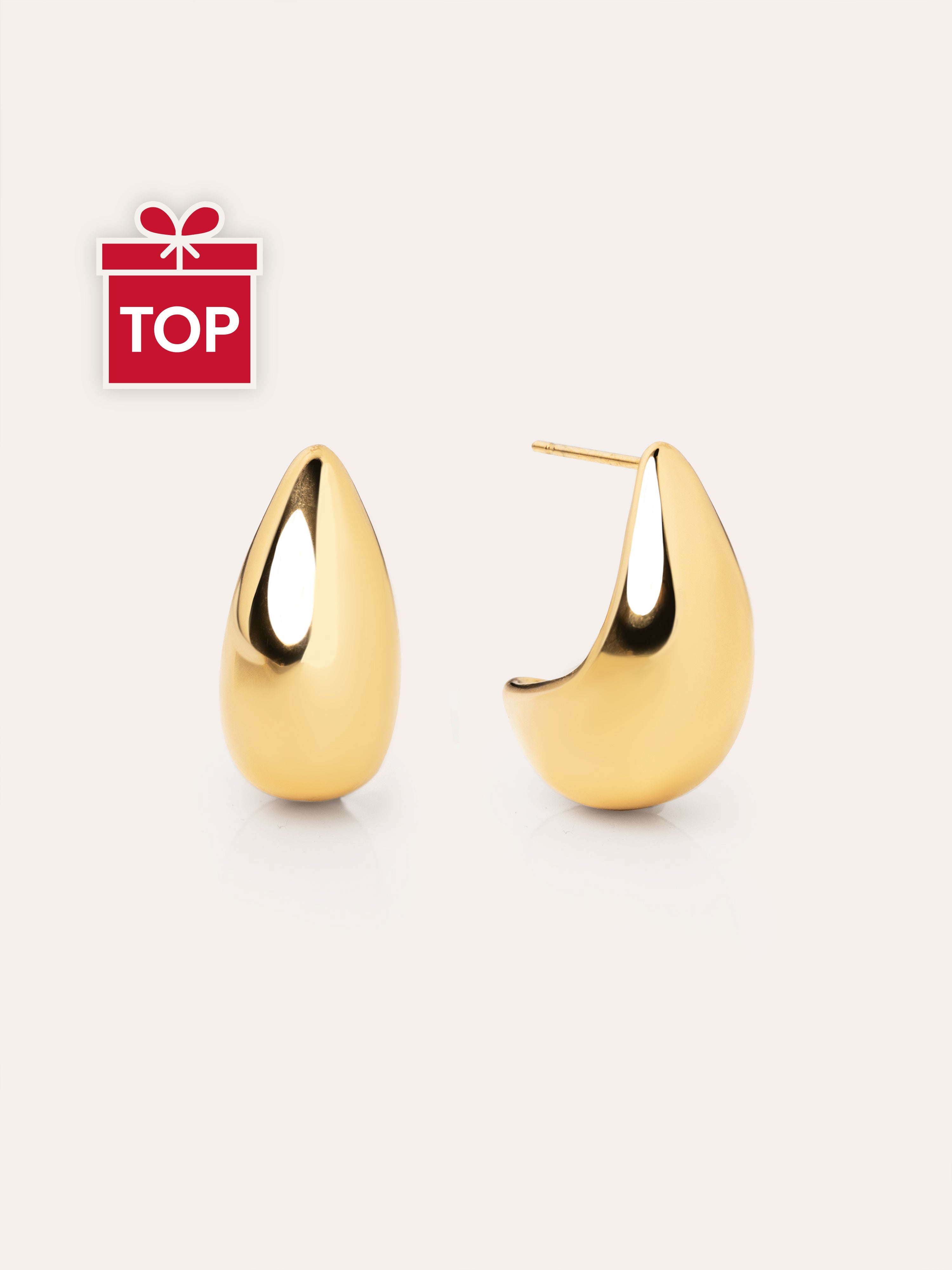 Pendientes Gota Acero Baño Oro