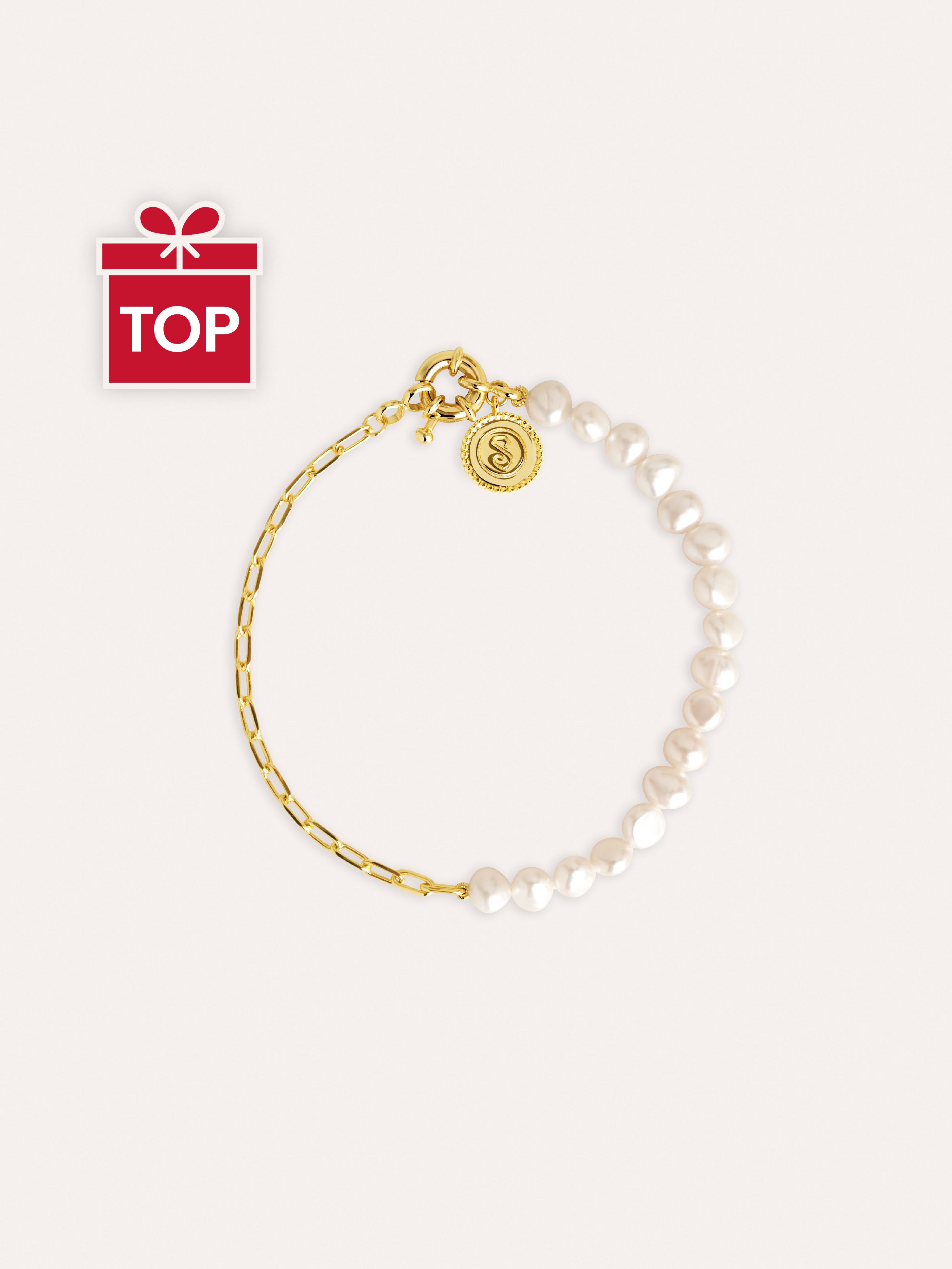Chic Pearl Stainless Steel Gold Bracelet