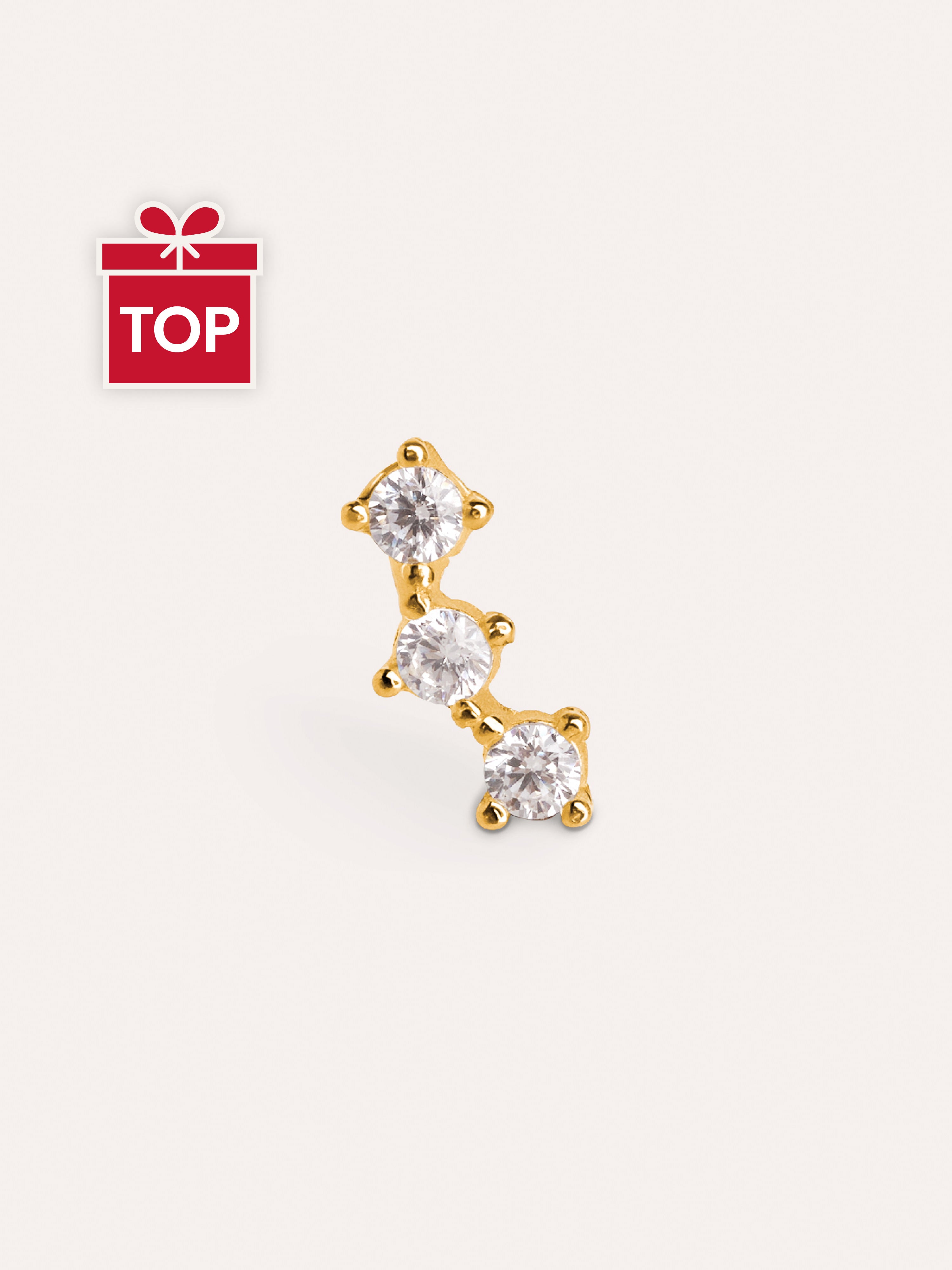 Triple Spark Gold Single Earring