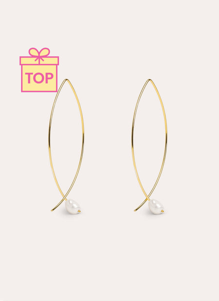 Pendientes Arch Bean Pearl Plata Baño Oro