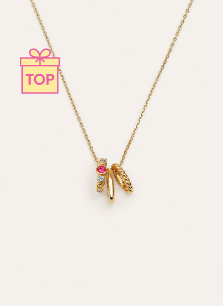 Pebble Family Colors Gold Necklace