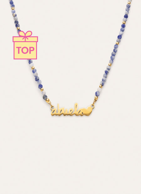 SINGULARU - Halsketting met stippen, hanger van 925 sterling zilver met kleine kralen langs de ketting. Eenheidsmaat, 18 kt vergulde afwerking. Sieraden voor dames SINGULARU - Halsketting met stippen, hanger van 925 sterling zilver met kleine kralen langs de ketting. Eenheidsmaat, 18 kt vergulde afwerking. Sieraden voor dames