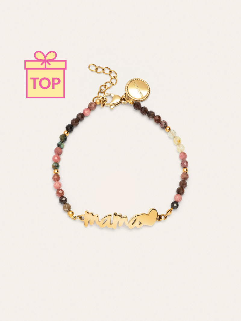 Mama Heart Tourmaline Stainless Steel Bracelet