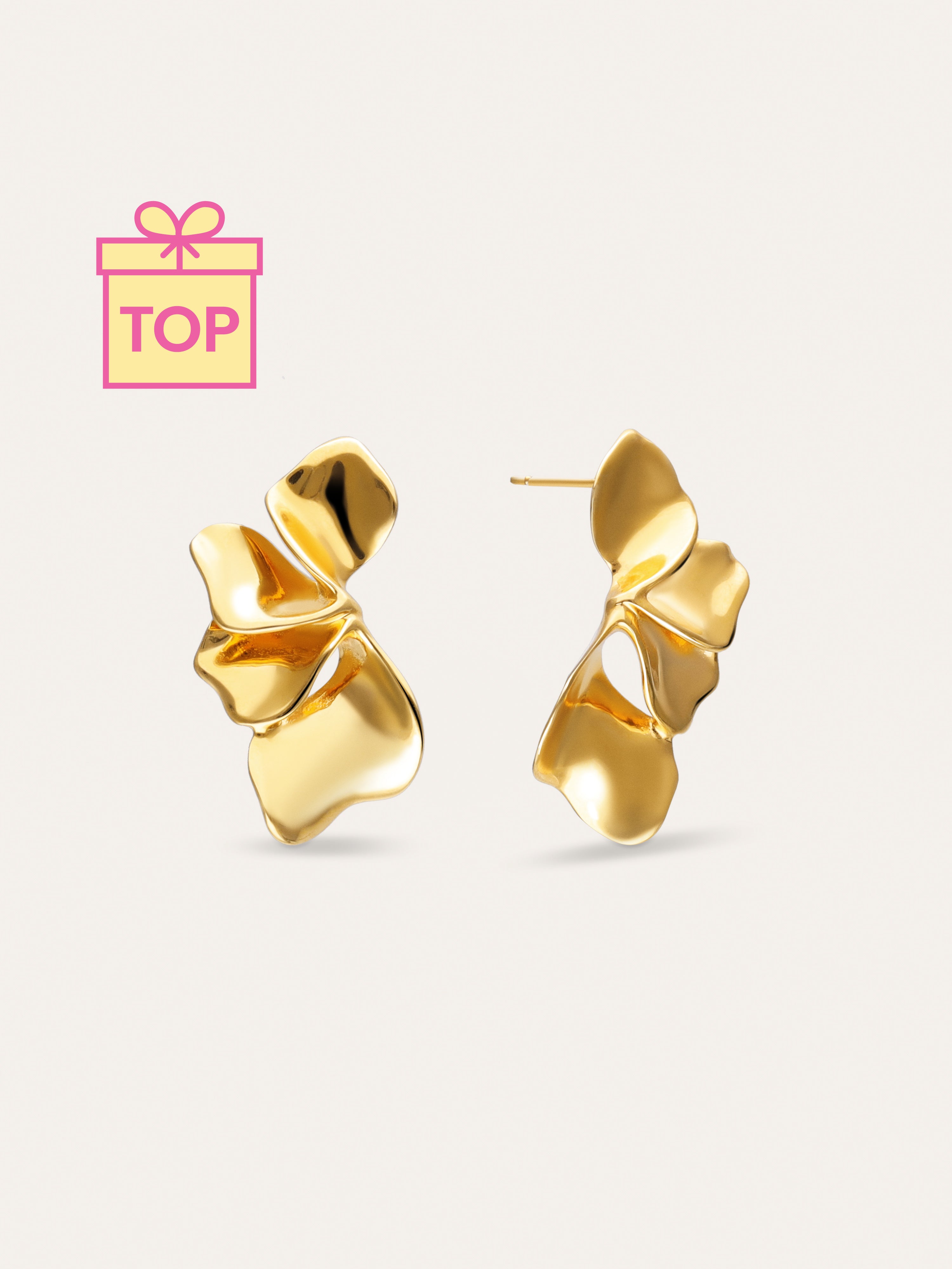 Petal Stainless Steel Gold Earrings 