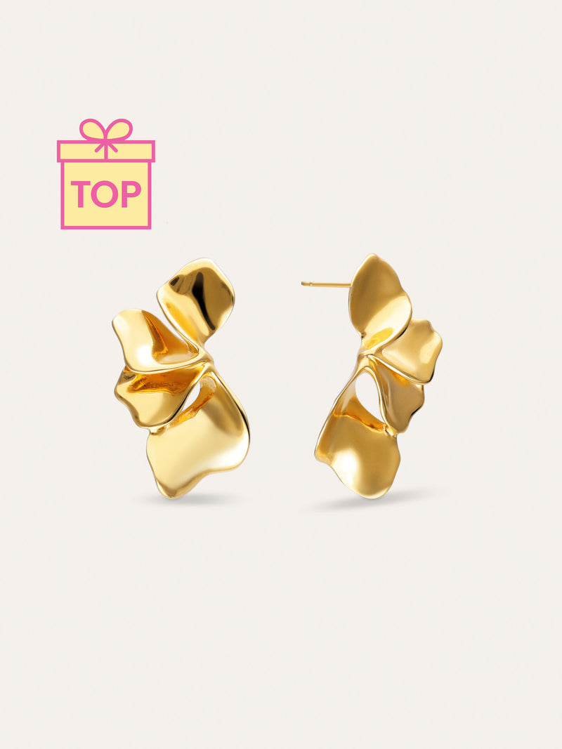 Petal Stainless Steel Gold Earrings 