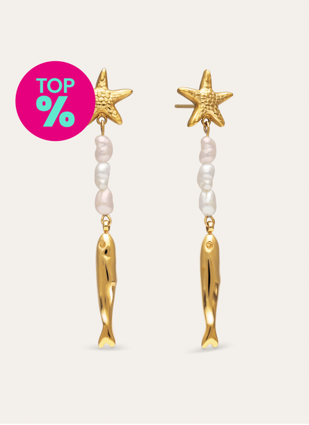 Long Costa Hoop Earrings Steel Gold Plated