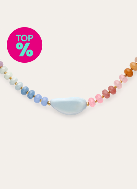 Gummy Stones Necklace Steel Gold Plated