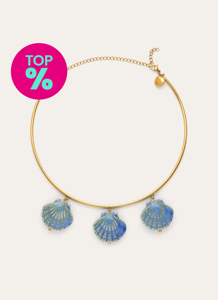 Choker Shelly Blue Acero Baño Oro