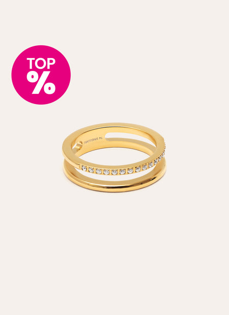 Bibiana Stainless Steel Gold Ring 