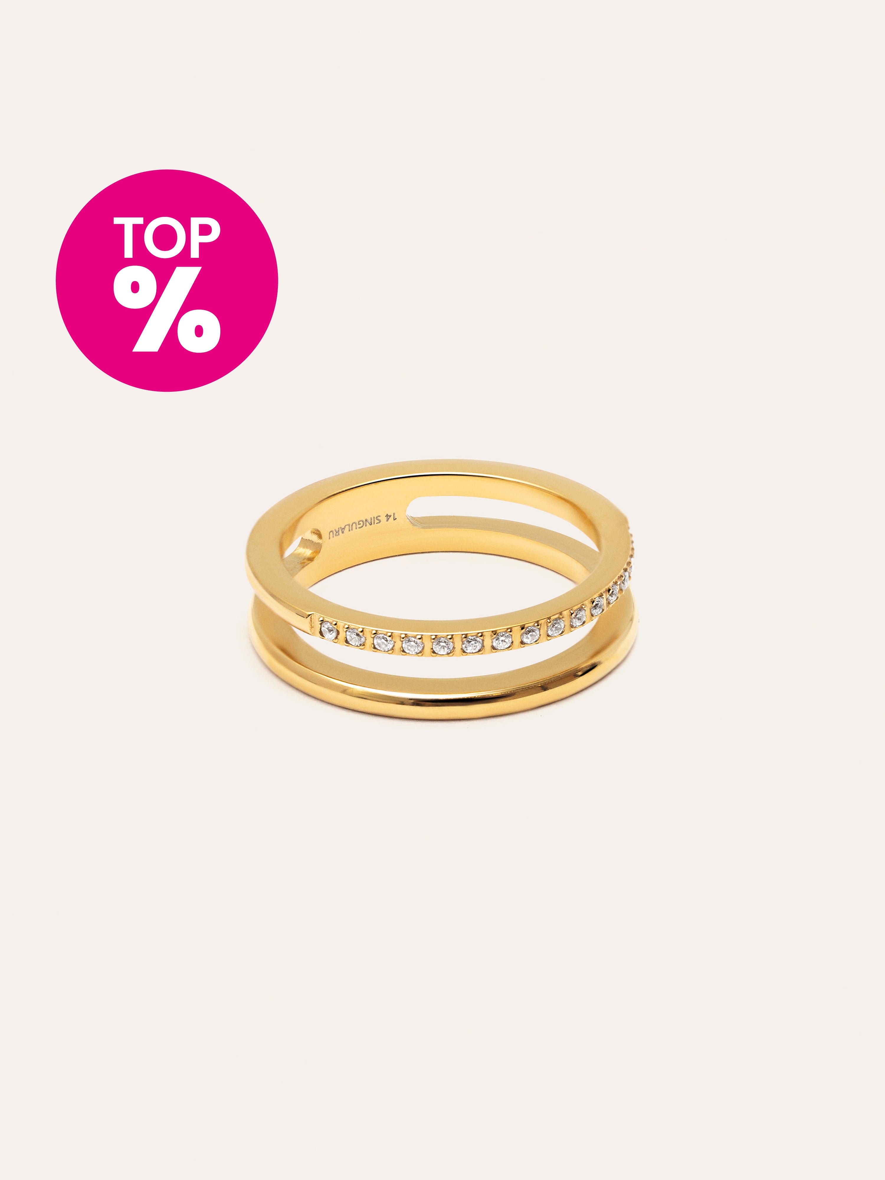 Bibiana Stainless Steel Gold Ring 