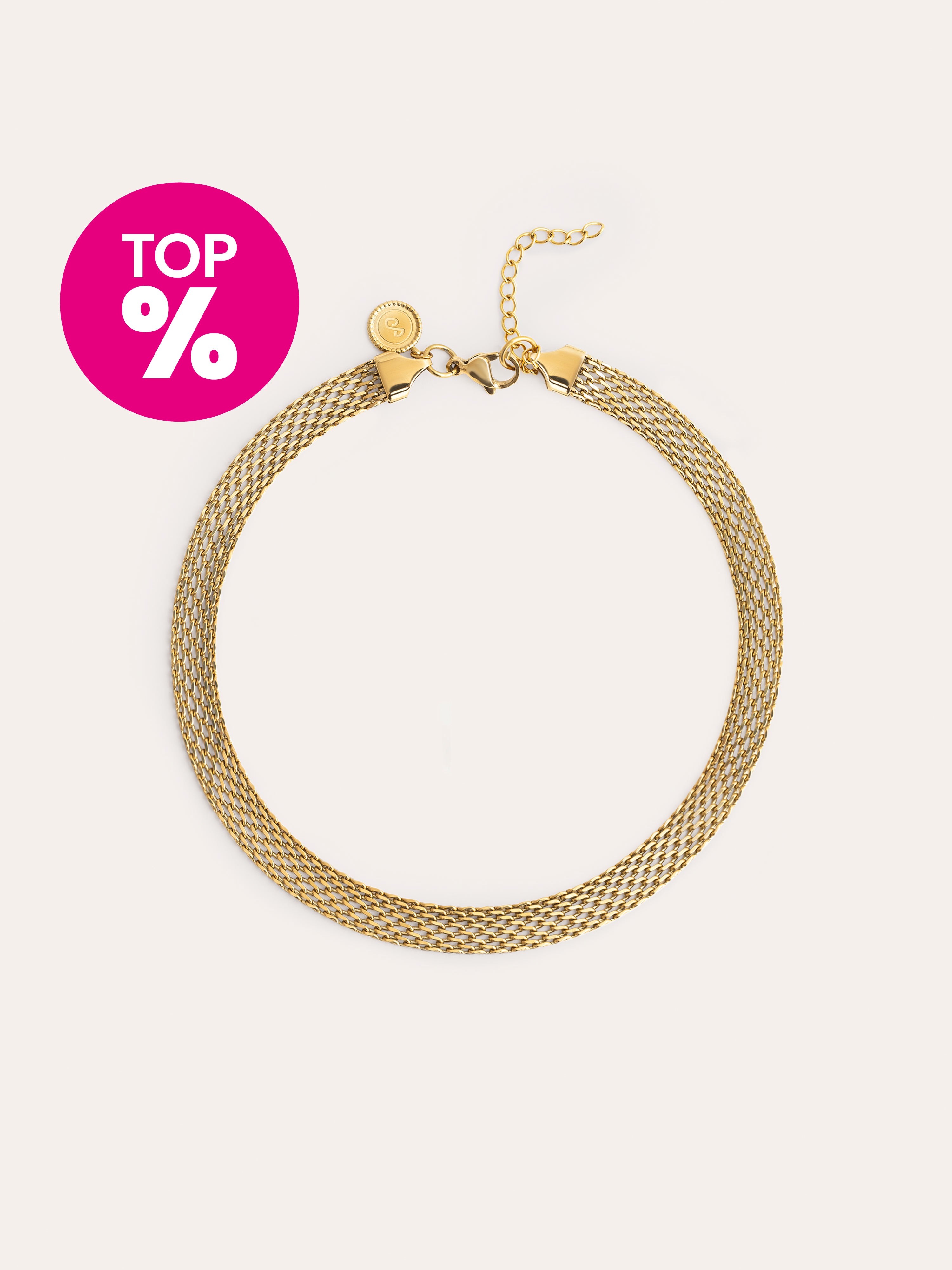 Choker Tape Acero Baño Oro