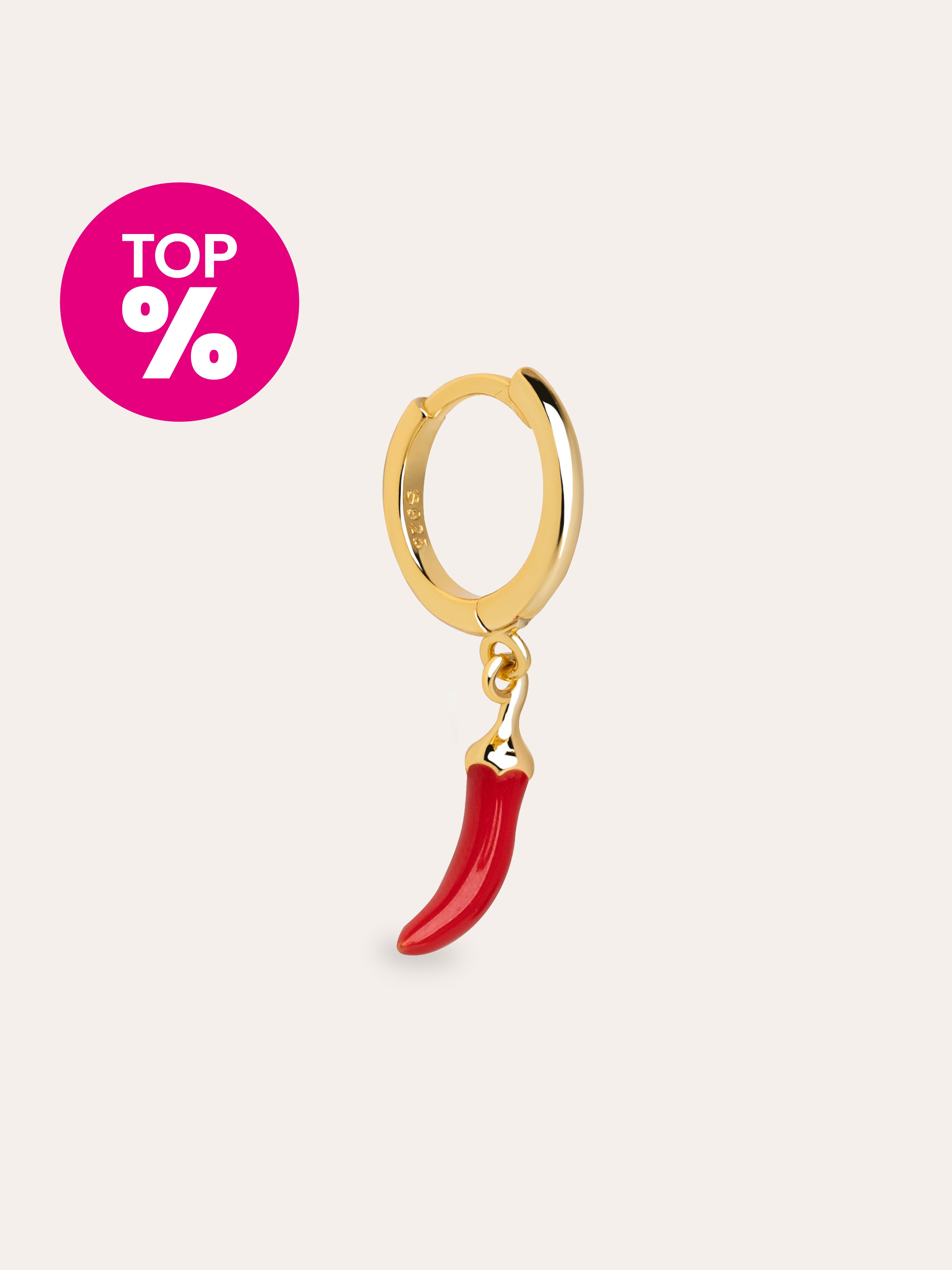 Chilly Pepper Enamel Gold Single Earring 