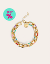 Pulsera Link Rainbow Enamel Acero Baño Oro