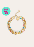 Rainbow Enamel Link Bracelet Stainless Steel 18kt Gold Plated
