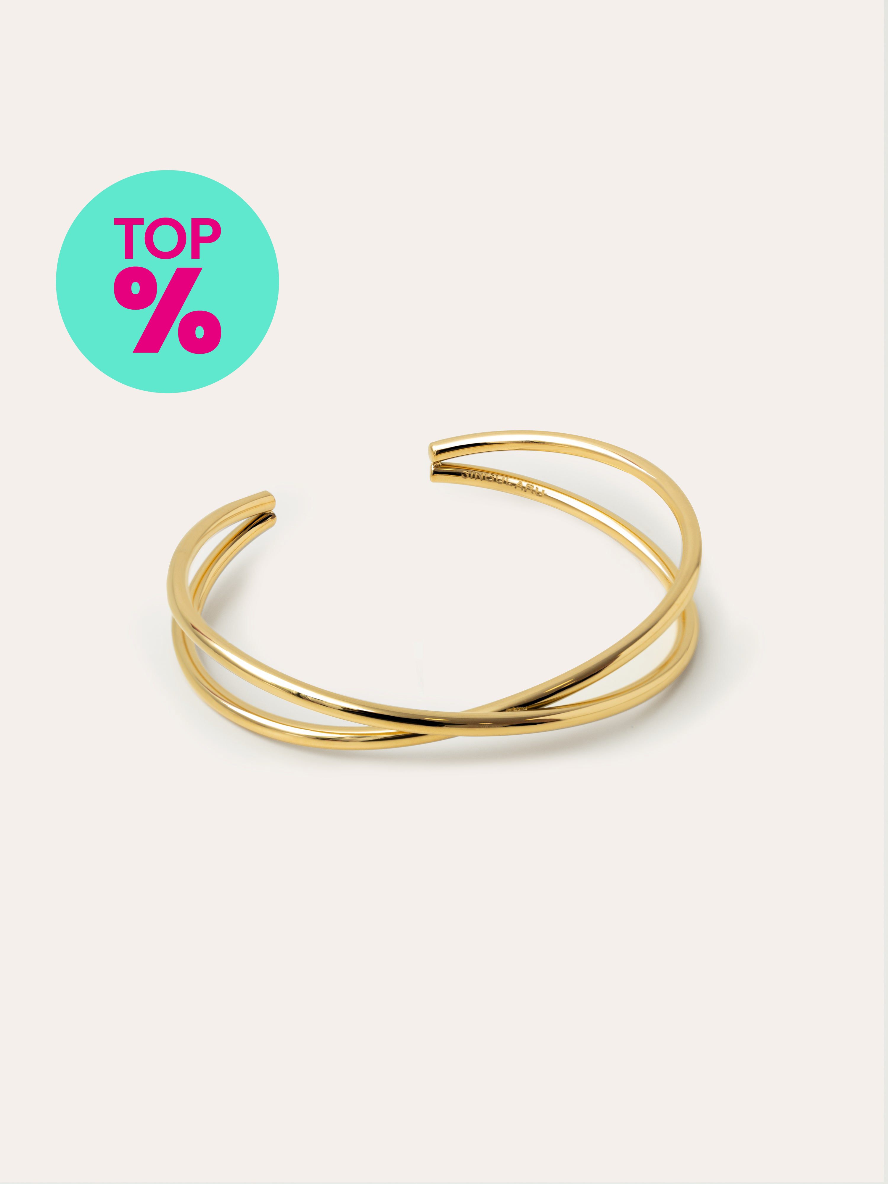 Brazalete Cruzado Acero Baño Oro