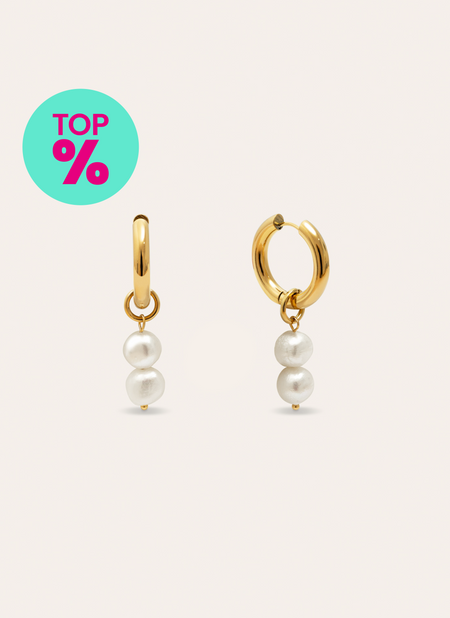 Little Pearl Stainless Steel Hoop Earrings