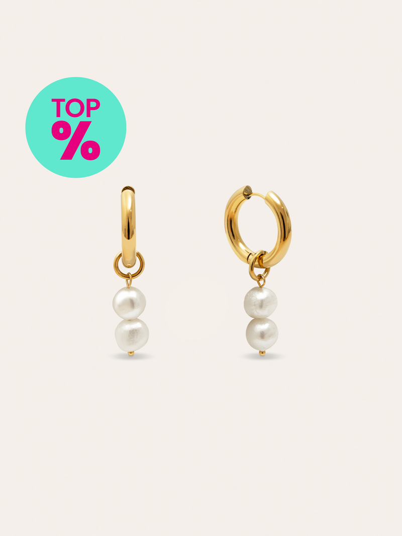 Little Pearl Stainless Steel Hoop Earrings