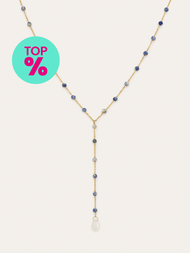 Y Cianita Stones Stainless Steel Gold Necklace