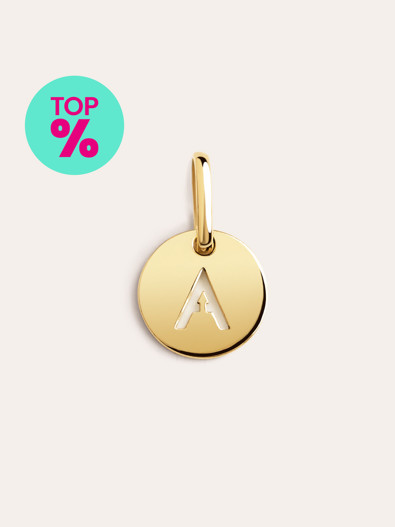 Mini Medallion Letter Plata Baño Oro