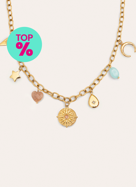 Multicharms Solei Sterling Silver Gold Necklace