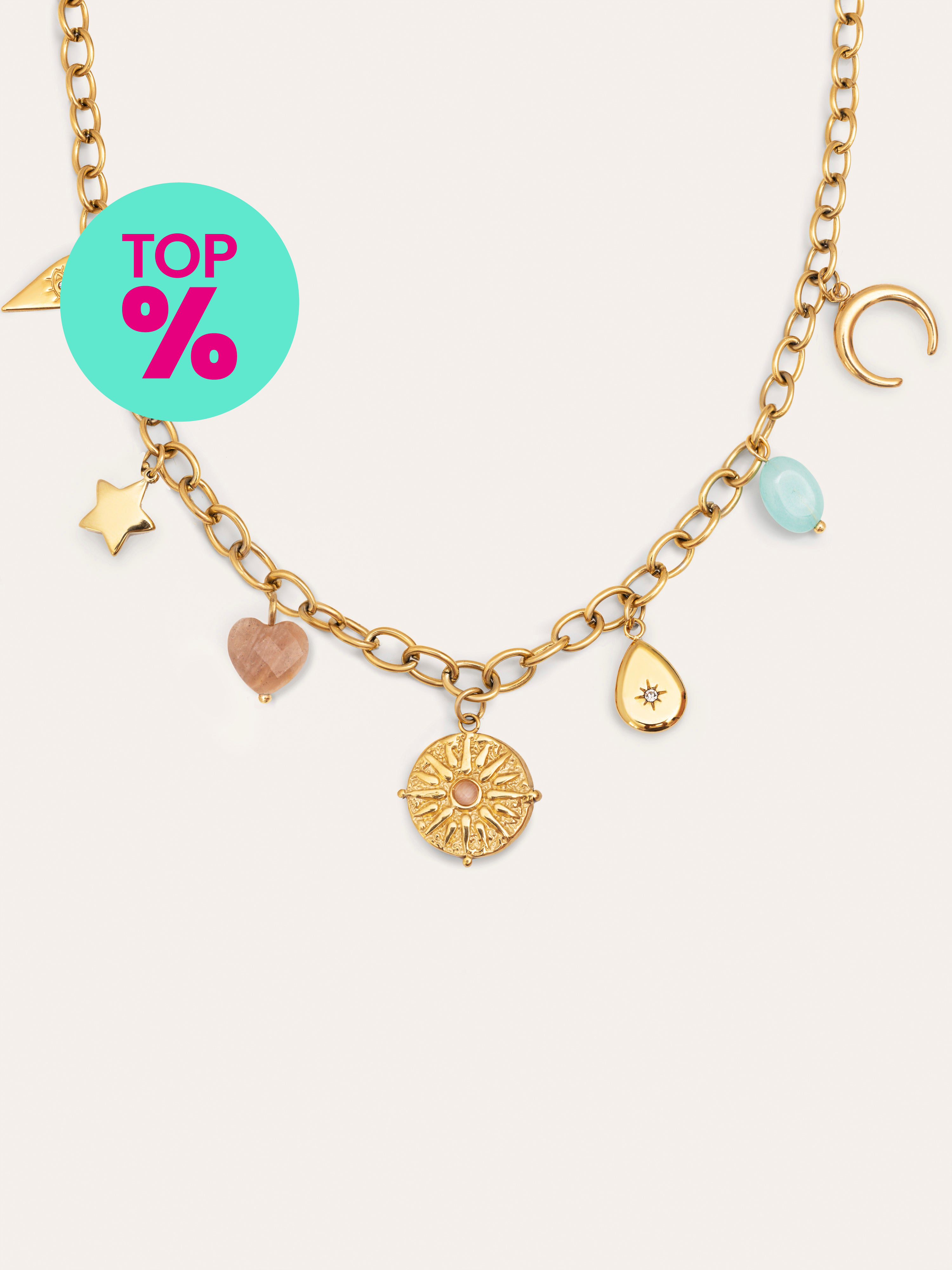 Multicharms Solei Sterling Silver Gold Necklace