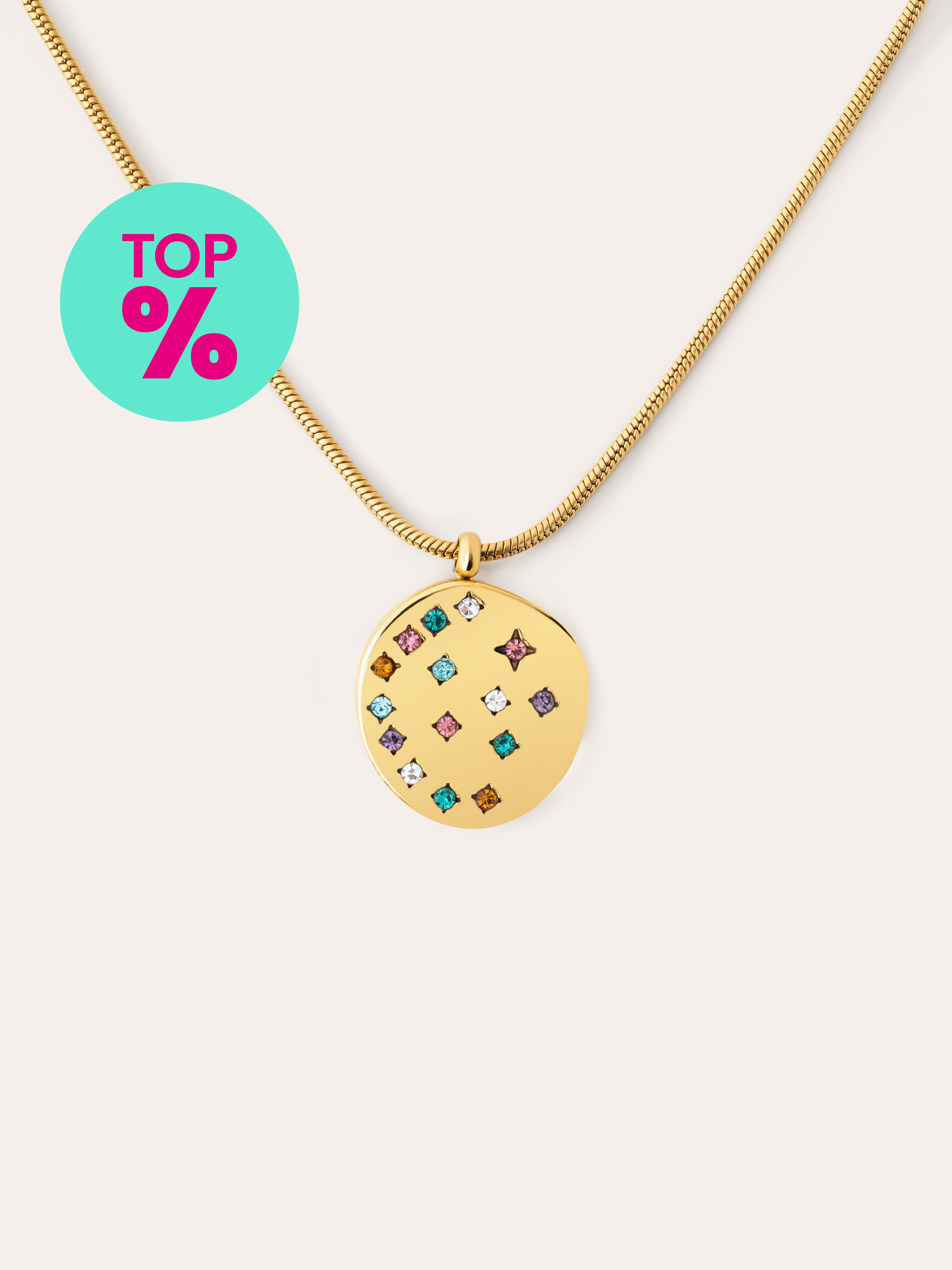 Collar Bling Rainbow Acero Baño Oro