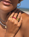 Anillo Pineapple Colors Plata Baño Oro
