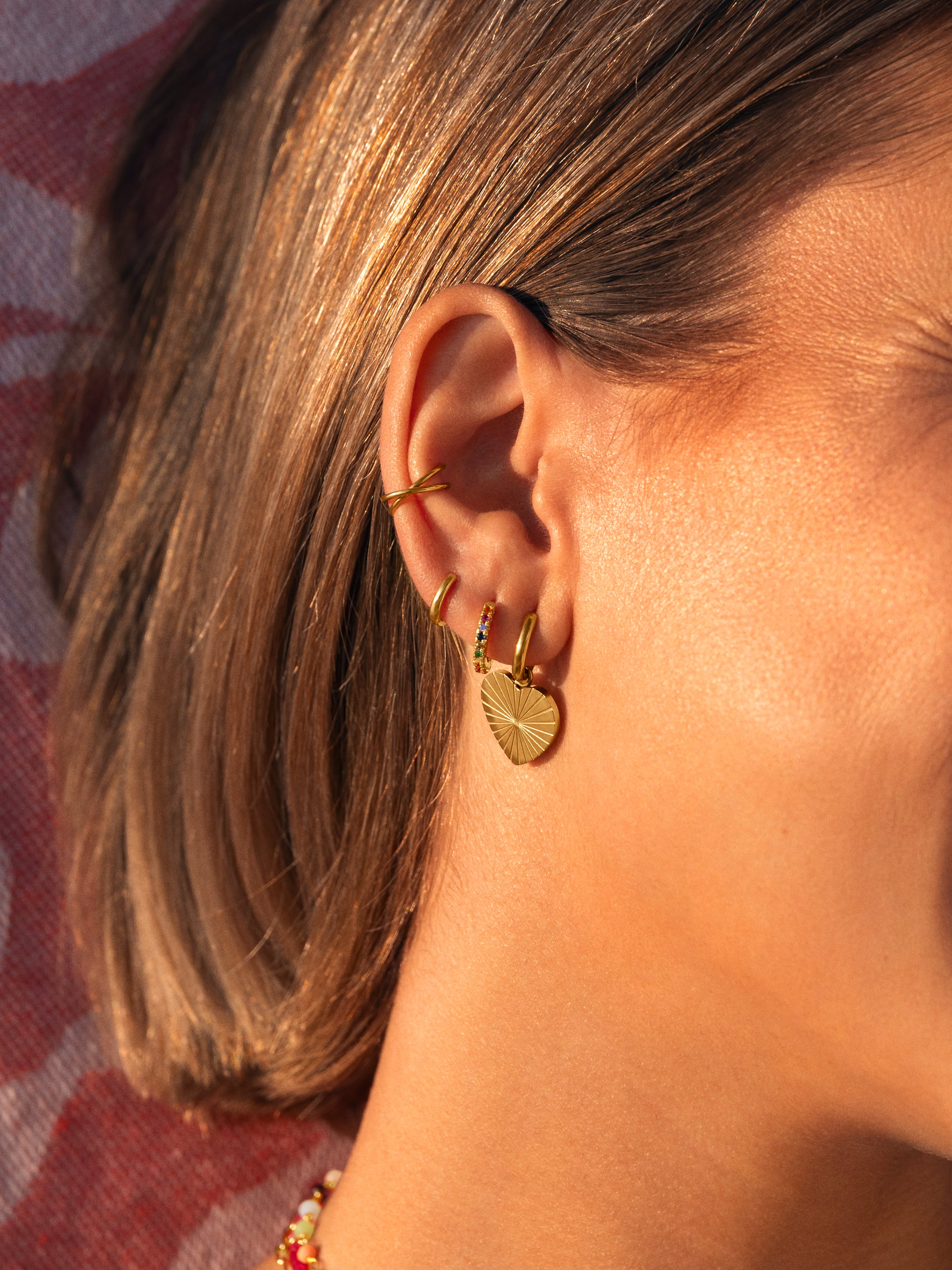 Love Heart Stainless Steel Gold Hoop Earrings