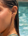 Single Hoop Earring Chili Enamel Steel Gold Plated