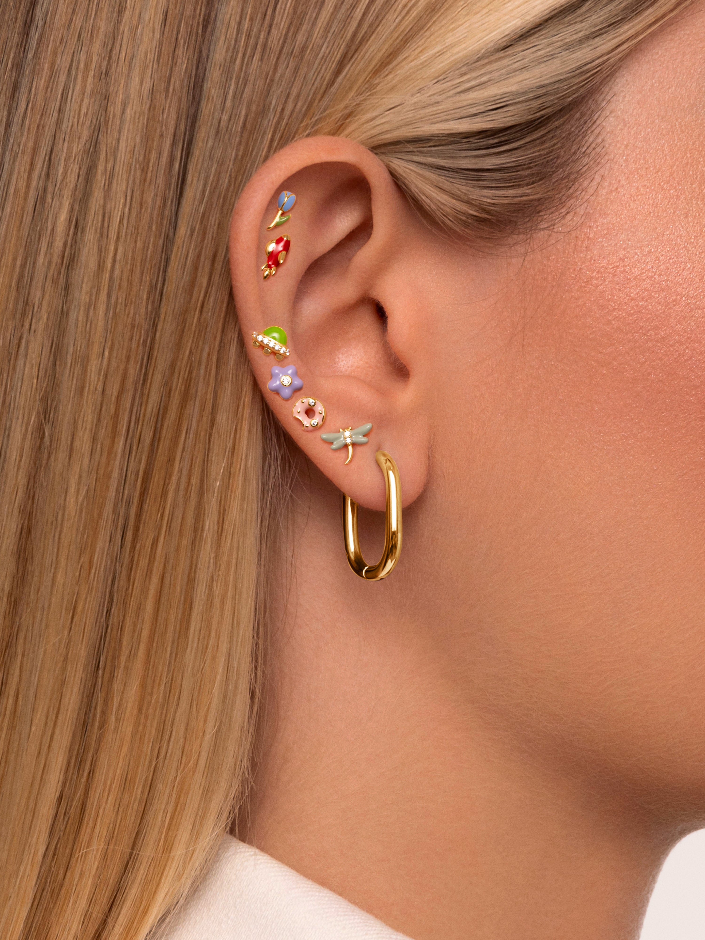 Tulip Gold Single Earring 