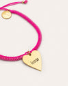 Pink Heart Personalized Stainless Steel Gold Bracelet