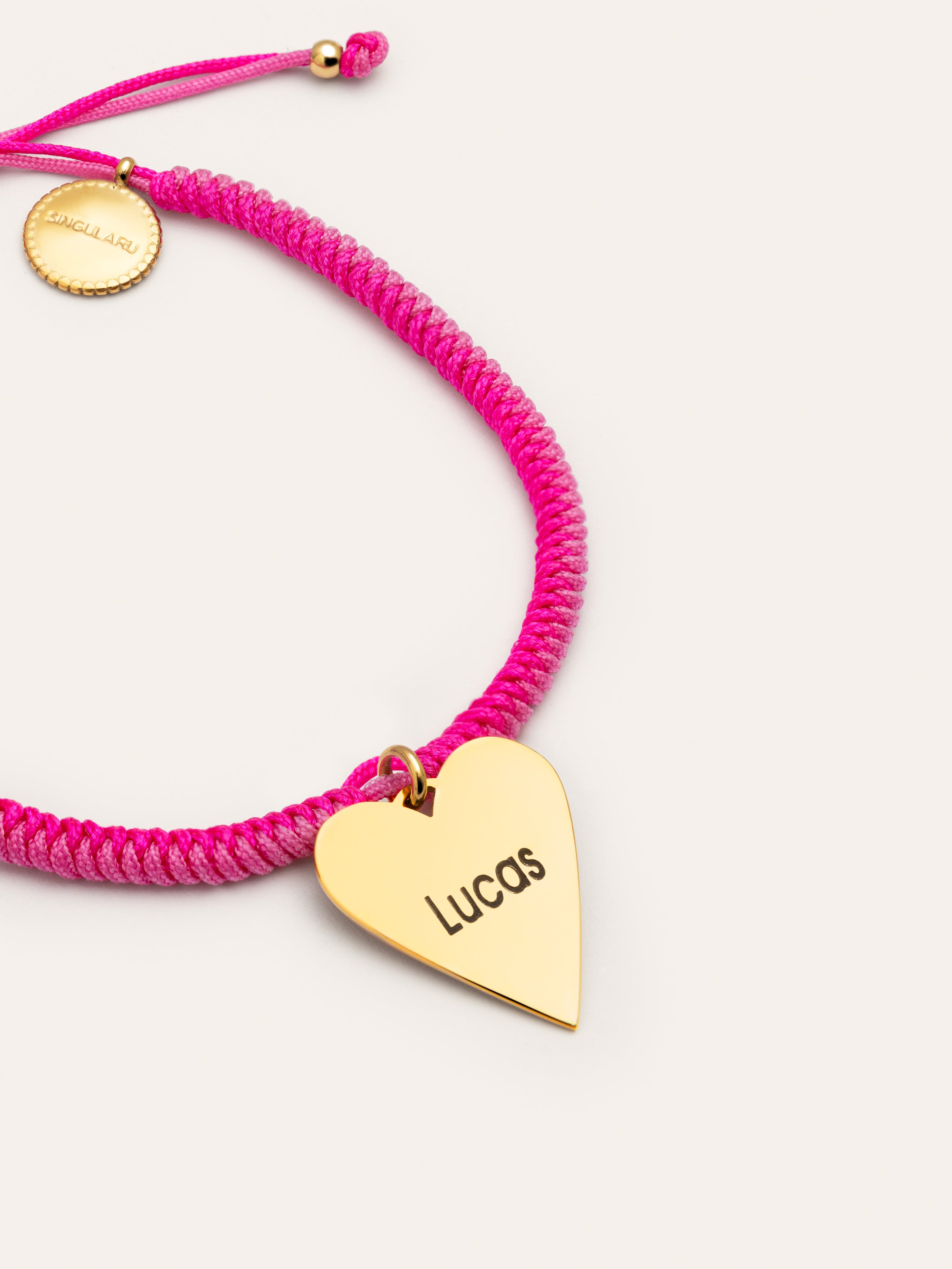 Pink Heart Personalized Stainless Steel Gold Bracelet