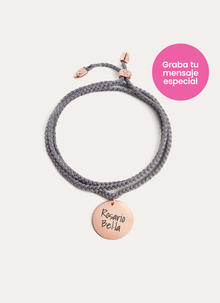 Dream Chic Dark Grey Personalized Rose Gold Bracelet 