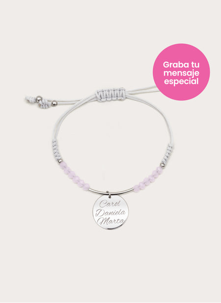 Dream Pink Personalized Silver Bracelet