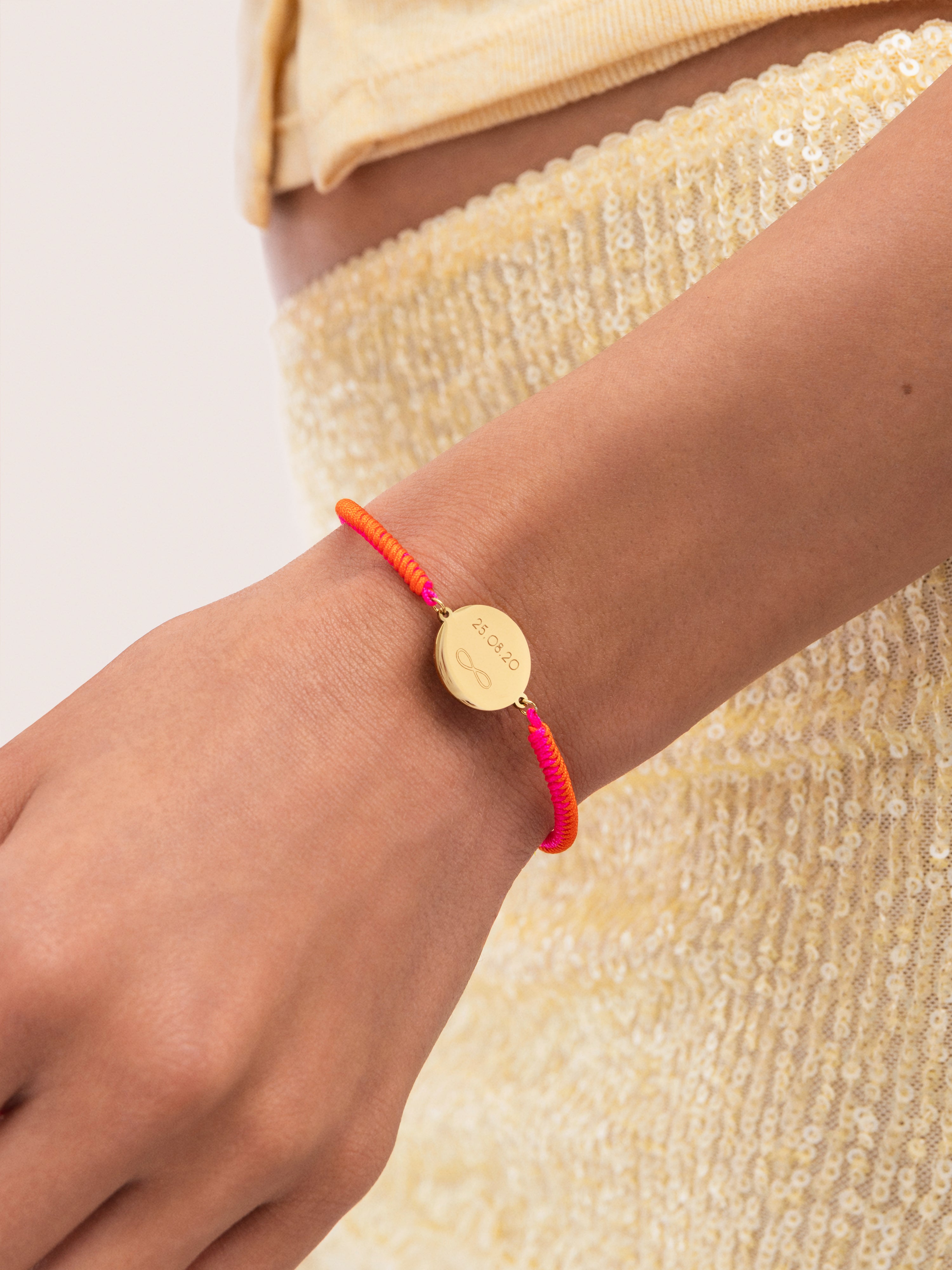 Personalized Bracelet Moon Neon Sunset Steel Gold-Plated